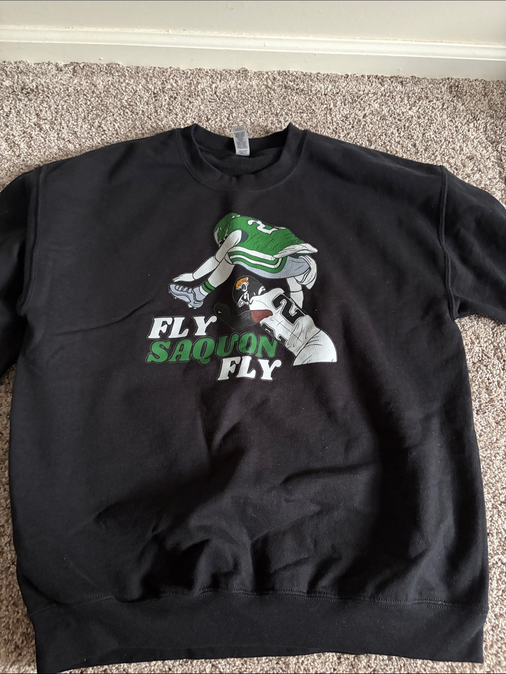 Black 'Fly Saquon Fly' Graphic Crewneck